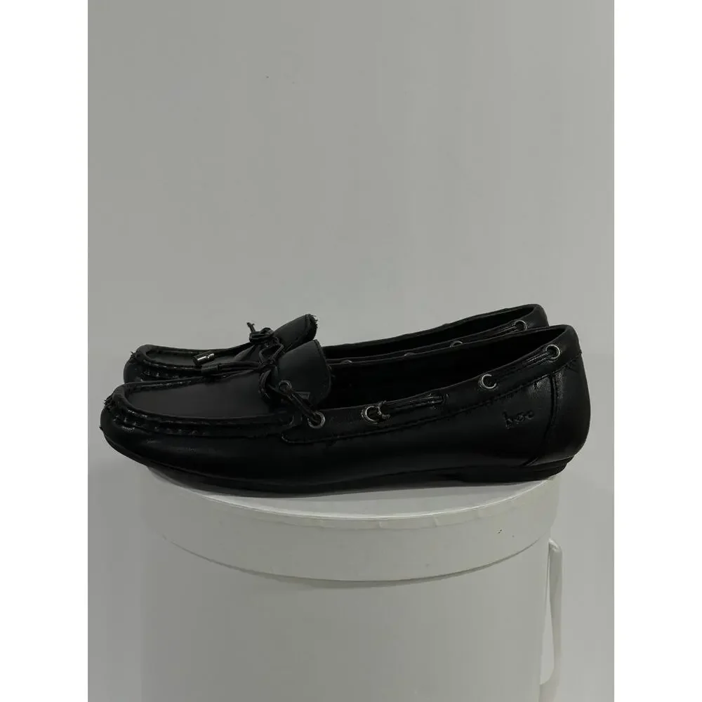 Black Driving Loafers Moccasin Bow BOC Preppy Comfort Slip On Flats Women's 7.5M